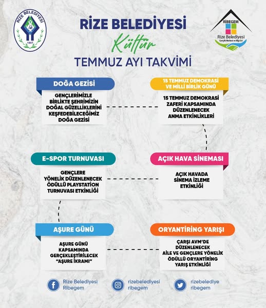  Rize Belediyesi Kültür Temmuz Ayı Etkinlik Takvimi  